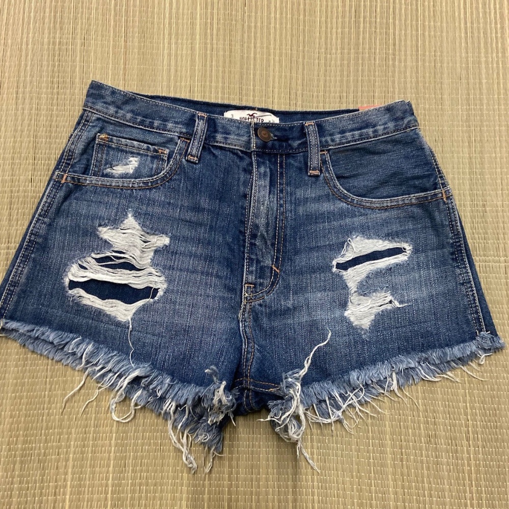 NWT Hollister Shorts High Rise Denim Size 26 destroyed Distressed Festival 3